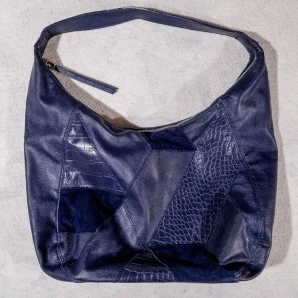 Nine West Dark Blue Patchwork Style Zipped Purse - Picture 1 of 8